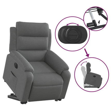 Poltrona Alzapersona Reclinabile Elettrica Grigio Scuro Tessuto