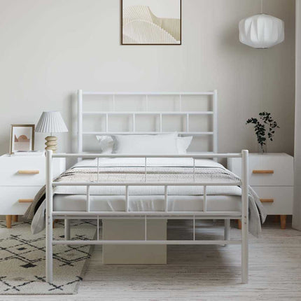 Giroletto con Testiera e Pediera Metallo Bianco 100x200 cm