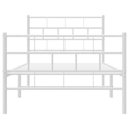 Giroletto con Testiera e Pediera Metallo Bianco 100x200 cm