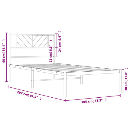 Giroletto con Testiera Metallo Nero 100x200 cm