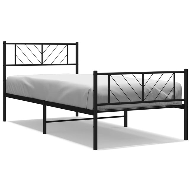 Giroletto con Testiera e Pediera Metallo Nero 75x190 cm