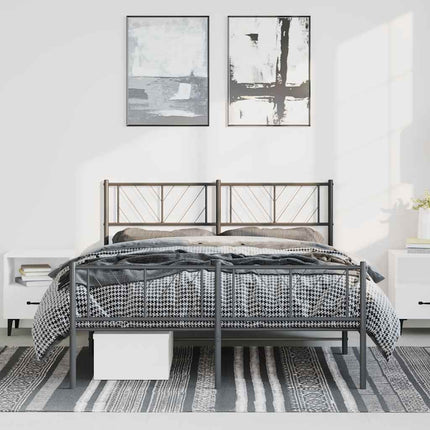 Giroletto con Testiera e Pediera Metallo Nero 135x190 cm