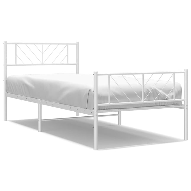Giroletto con Testiera e Pediera Metallo Bianco 90x200 cm
