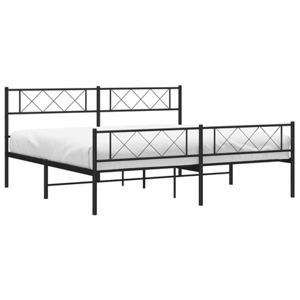 Giroletto con Testiera e Pediera Metallo Nero 183x213 cm