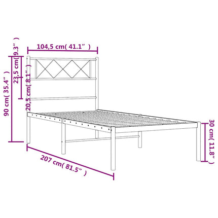 Giroletto con Testiera Metallo Bianco 100x200 cm
