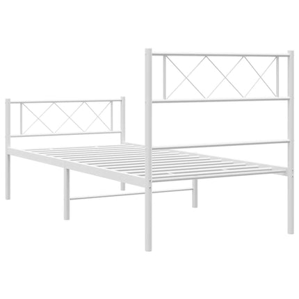 Giroletto con Testiera e Pediera Metallo Bianco 90x200 cm