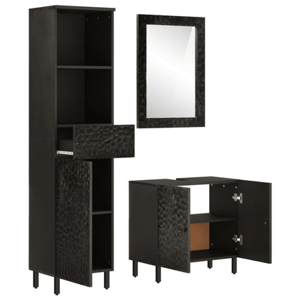 Set Mobili da Bagno 3 pz in Legno Massello di Mango