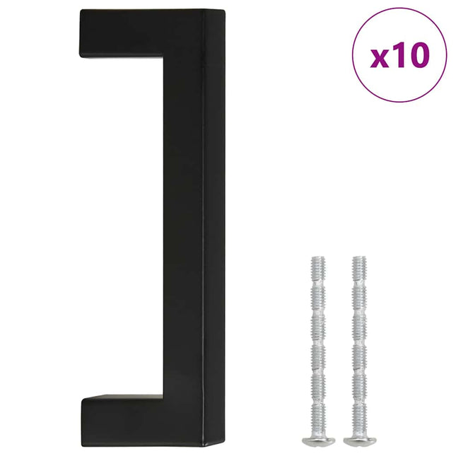 Maniglie per Mobili 10pz Nere 96mm in Acciaio Inox