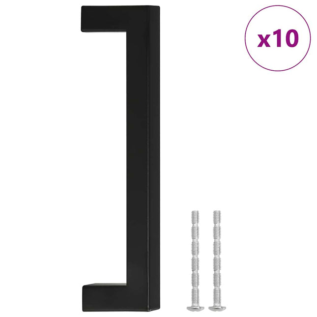Maniglie per Mobili 10pz Nere 128mm in Acciaio Inox