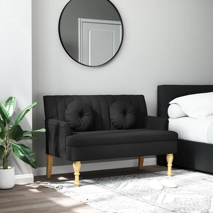 Panca con Cuscini Nera 113x64,5x75,5 cm in Tessuto