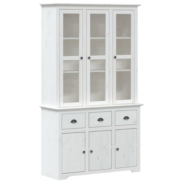 Credenza BODO 115,5x43x200,5 cm Legno Massello di Pino Bianco