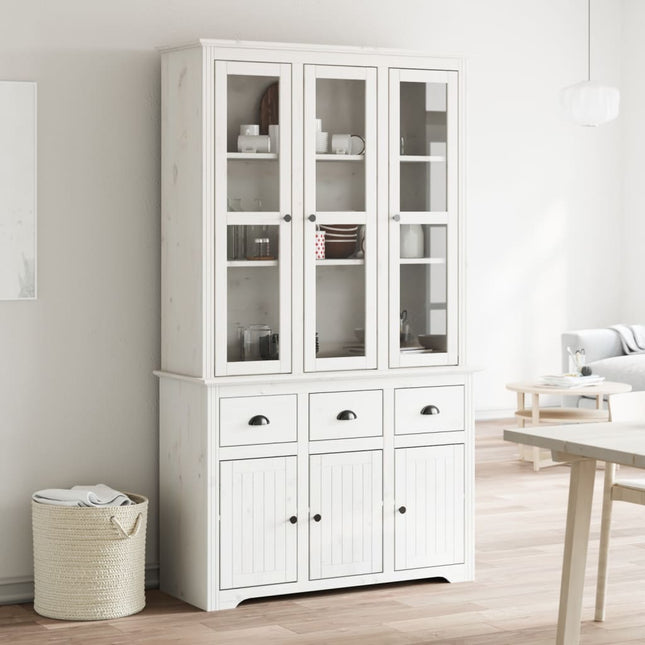 Credenza BODO 115,5x43x200,5 cm Legno Massello di Pino Bianco