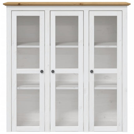 Credenza BODO 115,5x43x200,5 cm Massello Pino Bianco e Marrone