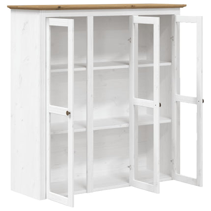 Credenza BODO 115,5x43x200,5 cm Massello Pino Bianco e Marrone