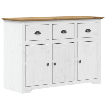 Credenza BODO 115,5x43x200,5 cm Massello Pino Bianco e Marrone
