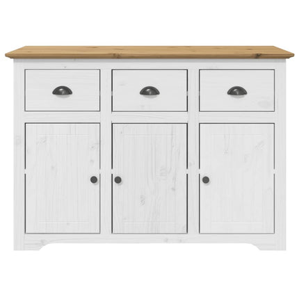 Credenza BODO 115,5x43x200,5 cm Massello Pino Bianco e Marrone