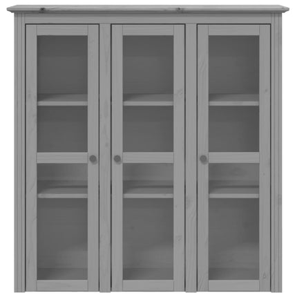 Credenza BODO 115,5x43x200,5 cm Legno Massello di Pino Grigio