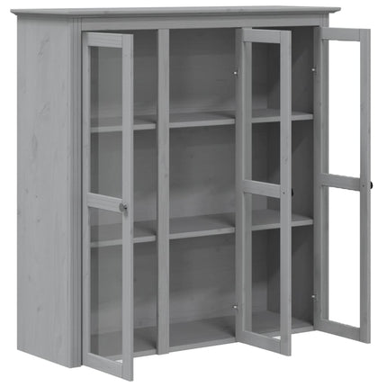 Credenza BODO 115,5x43x200,5 cm Legno Massello di Pino Grigio