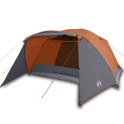 Tenda da Campeggio con Portico per 4 Persone Grigio e Arancione