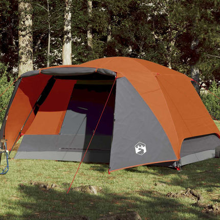 Tenda da Campeggio con Portico per 4 Persone Grigio e Arancione