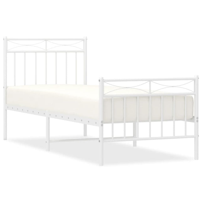 Giroletto con Testiera e Pediera Metallo Bianco 75x190 cm