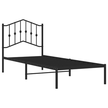 Giroletto con Testiera in Metallo Nero 90x200 cm