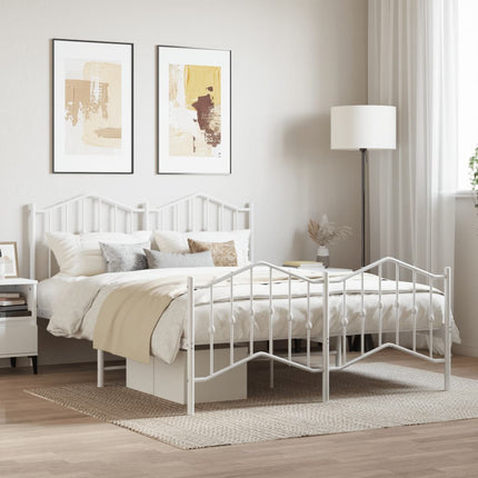 Giroletto con Testiera e Pediera Metallo Bianco 140x200 cm