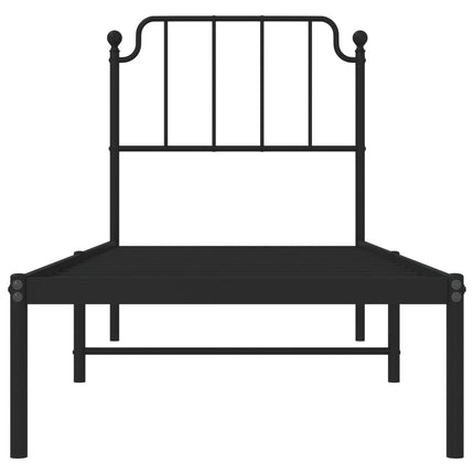 Giroletto con Testiera in Metallo Nero 75x190 cm