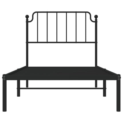 Giroletto con Testiera in Metallo Nero 90x190 cm