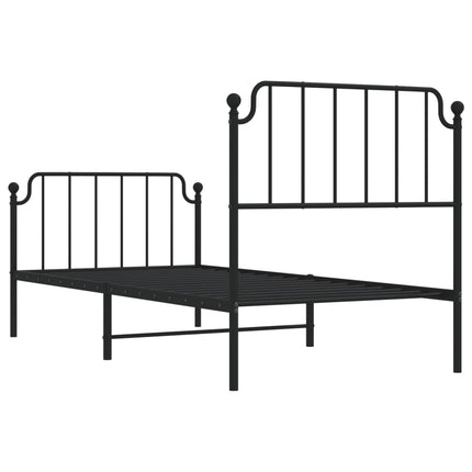 Giroletto con Testiera e Pediera Metallo Nero 90x190 cm
