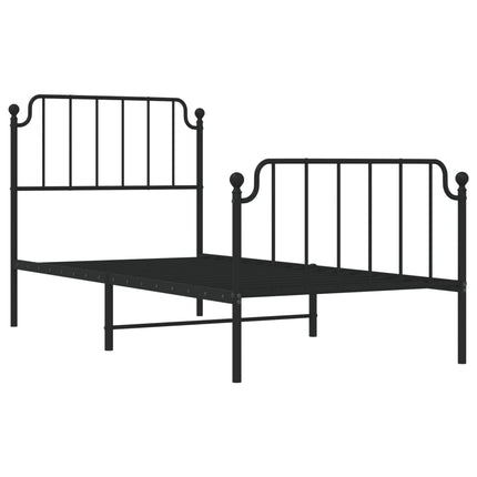 Giroletto con Testiera e Pediera Metallo Nero 90x200 cm