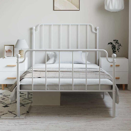Giroletto con Testiera e Pediera Metallo Bianco 100x190 cm