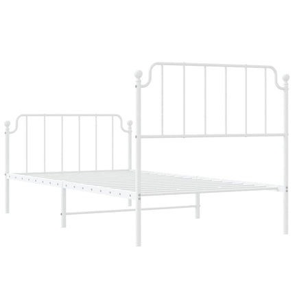 Giroletto con Testiera e Pediera Metallo Bianco 100x190 cm