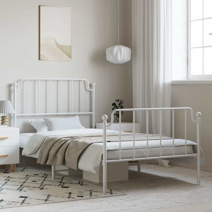 Giroletto con Testiera e Pediera Metallo Bianco 100x190 cm