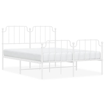 Giroletto con Testiera e Pediera Metallo Bianco 135x190 cm