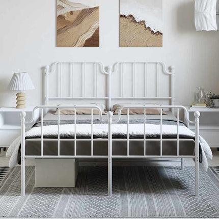 Giroletto con Testiera e Pediera Metallo Bianco 135x190 cm
