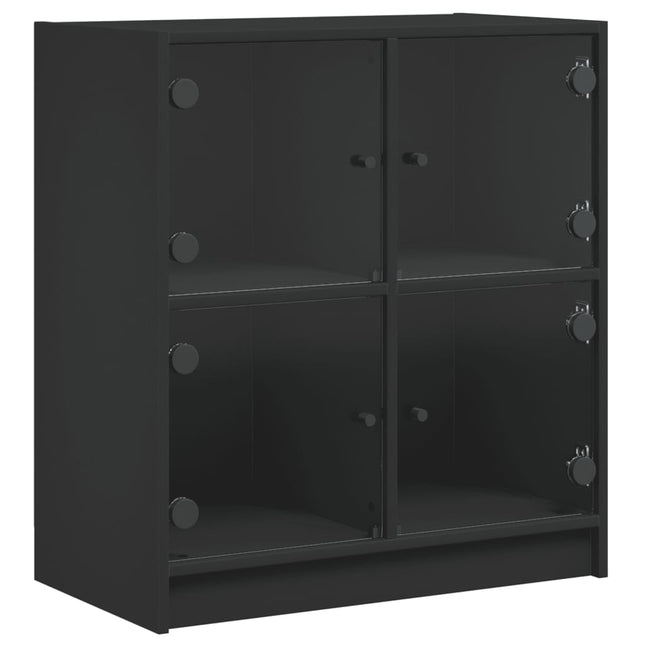 Mobile con Ante in Vetro Nero 68x37x75,5 cm