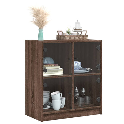 Mobile con Ante in Vetro Rovere Marrone 68x37x75,5 cm