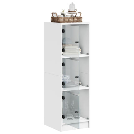 Credenza con Ante in Vetro Bianca 35x37x109 cm