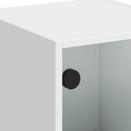Credenza con Ante in Vetro Bianca 35x37x109 cm