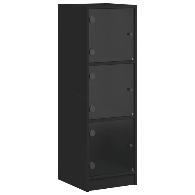 Credenza con Ante in Vetro Nera 35x37x109 cm