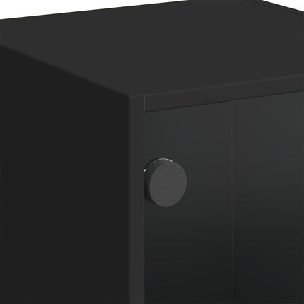 Credenza con Ante in Vetro Nera 35x37x109 cm