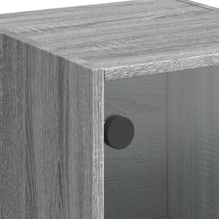 Credenza con Ante in Vetro Grigio Sonoma 35x37x109 cm