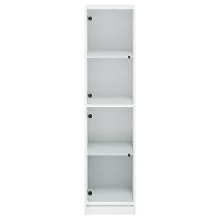 Credenza con Ante in Vetro Bianca 35x37x142 cm