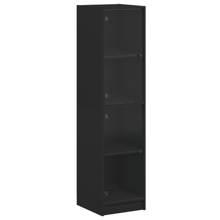 Credenza con Ante in Vetro Nera 35x37x142 cm