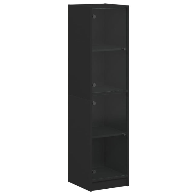Credenza con Ante in Vetro Nera 35x37x142 cm