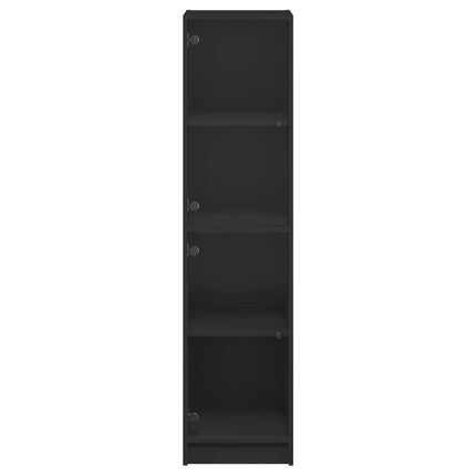 Credenza con Ante in Vetro Nera 35x37x142 cm