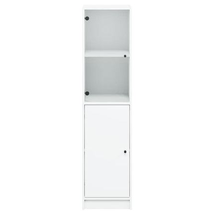 Credenza con Anta in Vetro Bianca 35x37x142 cm