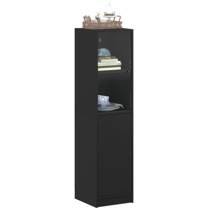 Credenza con Anta in Vetro Nera 35x37x142 cm