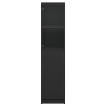 Credenza con Anta in Vetro Nera 35x37x142 cm